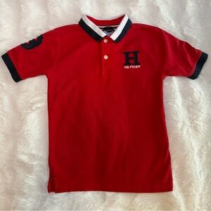Tommy Hilfiger Kids Polo Shirt in Red with Navy Accents |Size 7 Y